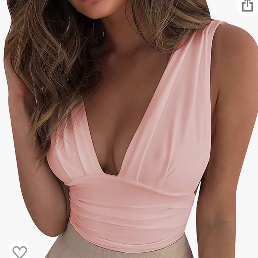 NEVER BEEN WORN Light Pink Deep V Tank Top